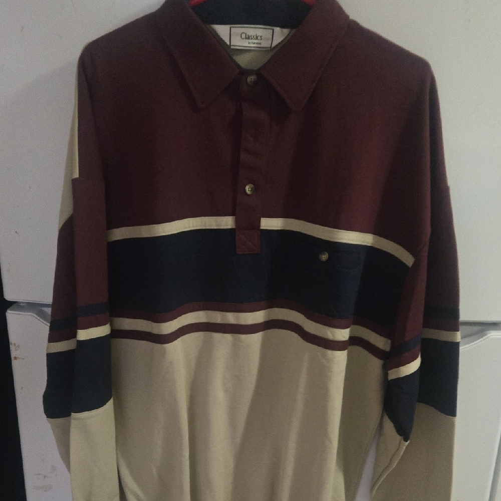 Classic Men's Burgundy and Cream Colorblock Shirt